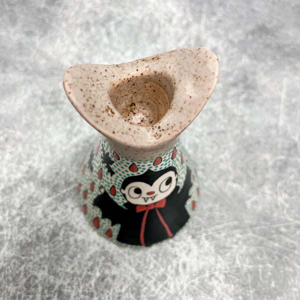 Ceramic Slip Cast Candlestick Holder Vampire