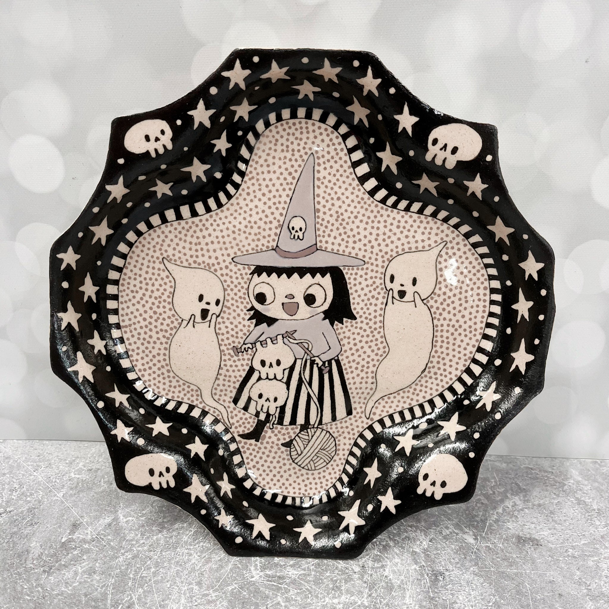 Ceramic Hand Built Witch Dish 8"