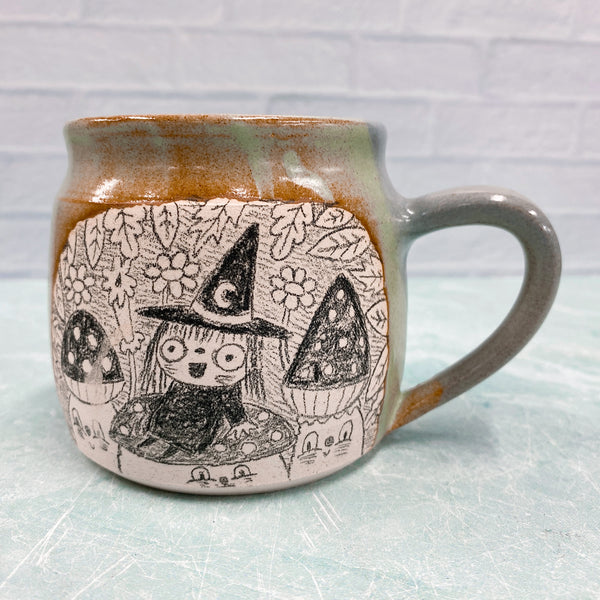 Ceramic Wheel Thrown Witch Mug 13oz