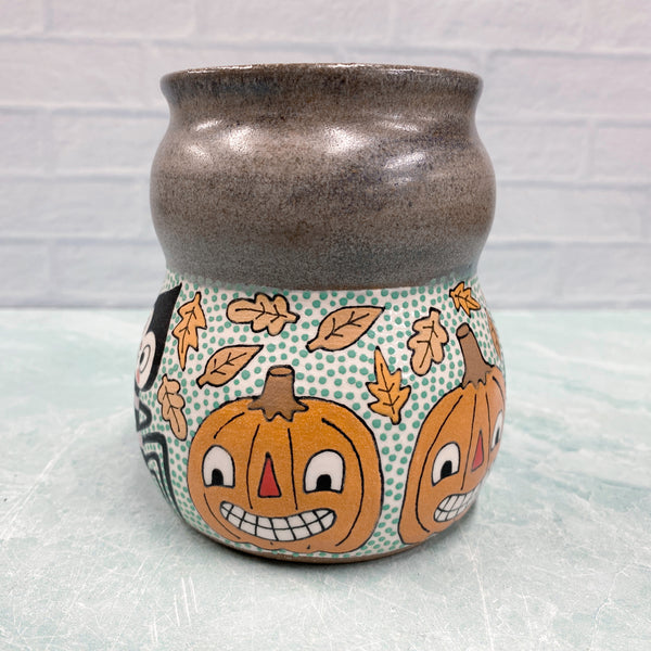 Ceramic Wheel Thrown Halloween Spider Mug 16oz