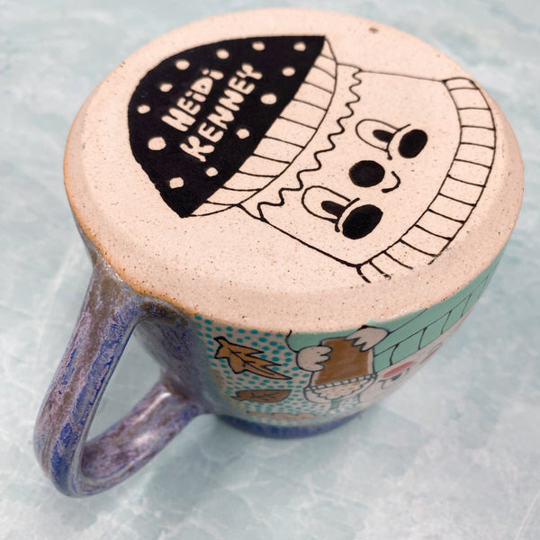 Ceramic Wheel Thrown Halloween Mushroom Pumpkin Drink Mug 14oz