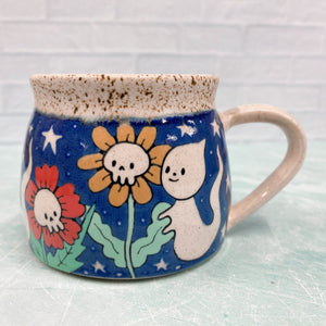 Ceramic Wheel Thrown Halloween Ghost Mug 12oz