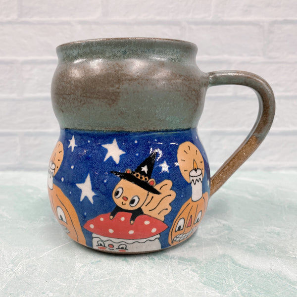 Ceramic Wheel Thrown Halloween Squirrel Mug 15oz