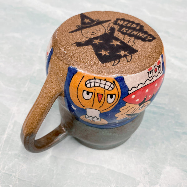 Ceramic Wheel Thrown Halloween Squirrel Mug 15oz