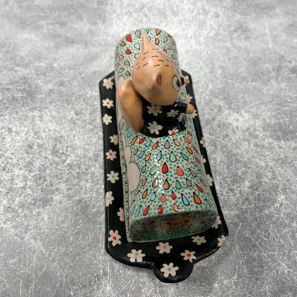 ***Discounted*** Ceramic Hand Built Squirrel Butter Dish