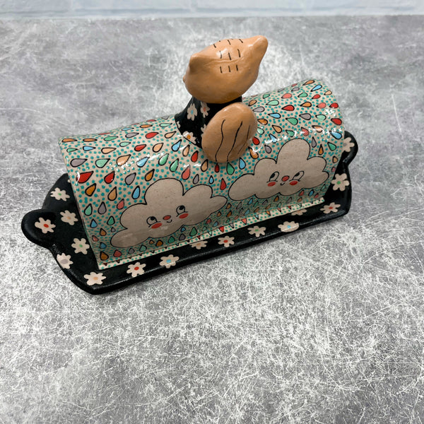 ***Discounted*** Ceramic Hand Built Squirrel Butter Dish