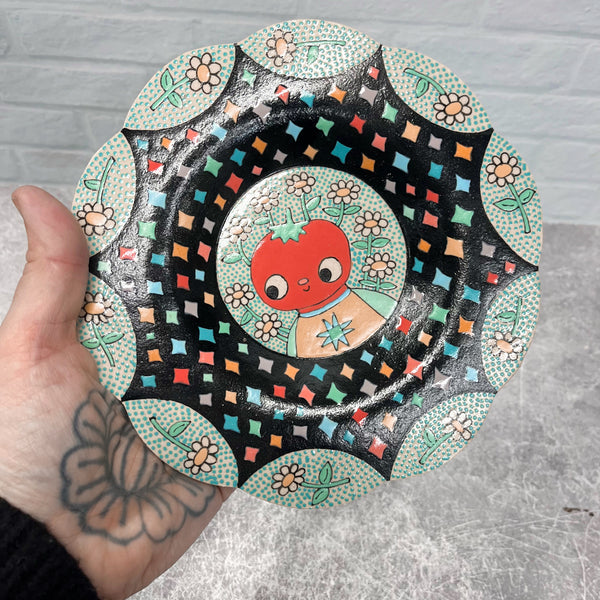 Ceramic Hand Built Tomato Plate 7”