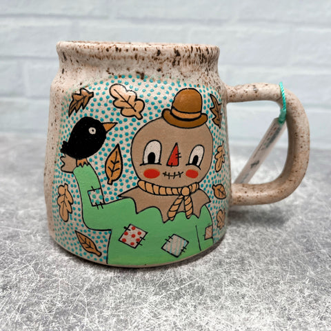 Ceramic Wheel Thrown Mug Scarecrow Mug 15.5oz