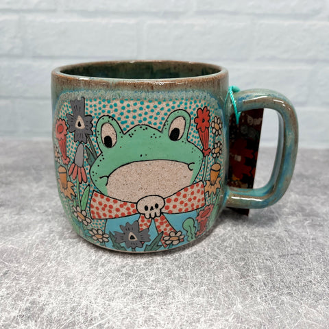 Ceramic Wheel Thrown Mug Sad Frog 14oz