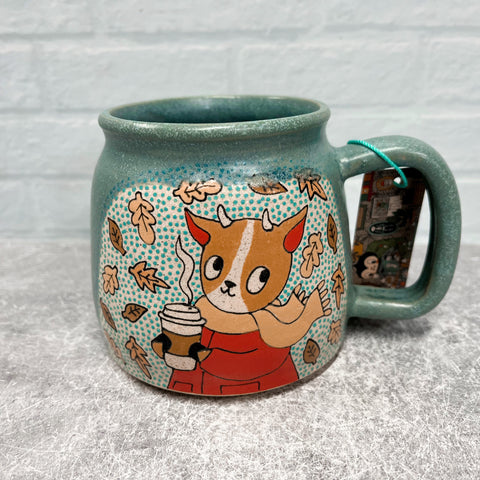 Ceramic Wheel Thrown Mug Coffee Goat 15.5oz