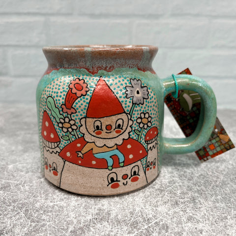 Ceramic Wheel Thrown Mug Gnome Mug 11oz