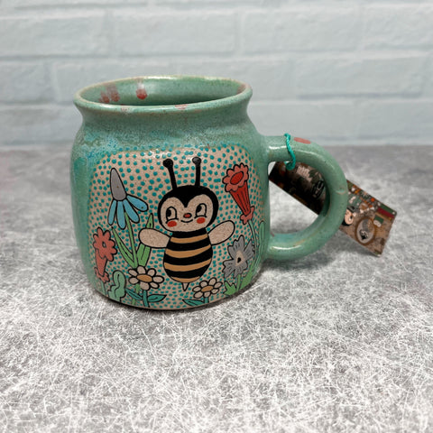 ***Discounted*** Ceramic Wheel Thrown Mug Bee 11oz