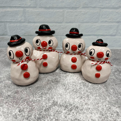 Ceramic Hand Built Snowman Figure