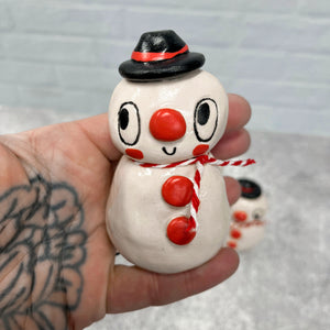 Ceramic Hand Built Snowman Figure