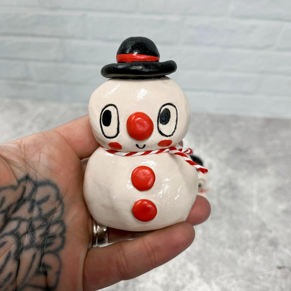 Ceramic Hand Built Snowman Figure