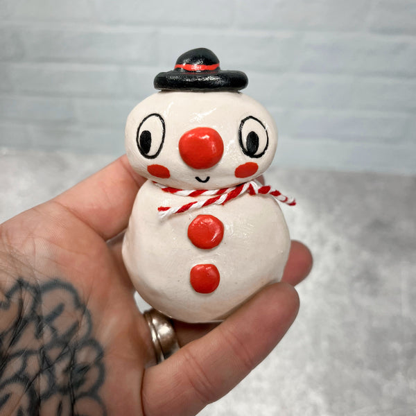 Ceramic Hand Built Snowman Figure