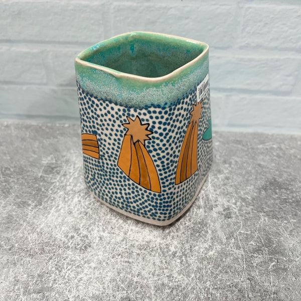 Ceramic Slip Cast 12oz Cup Witch On Owl