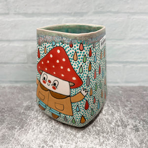 Ceramic Slip Cast 12oz Cup Mushrooms