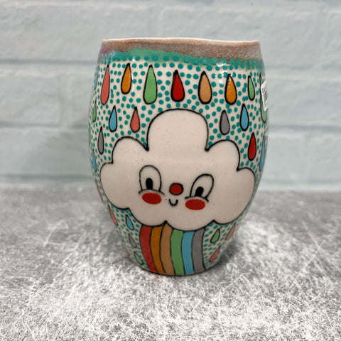 Ceramic Slip Cast 8.5oz Cup Rainbow Clouds