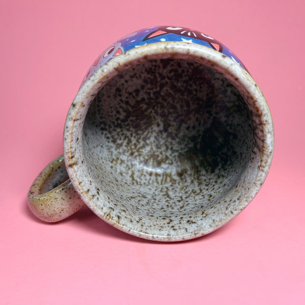 Ceramic Wheel Thrown Halloween Bat Ghost Mug 15oz