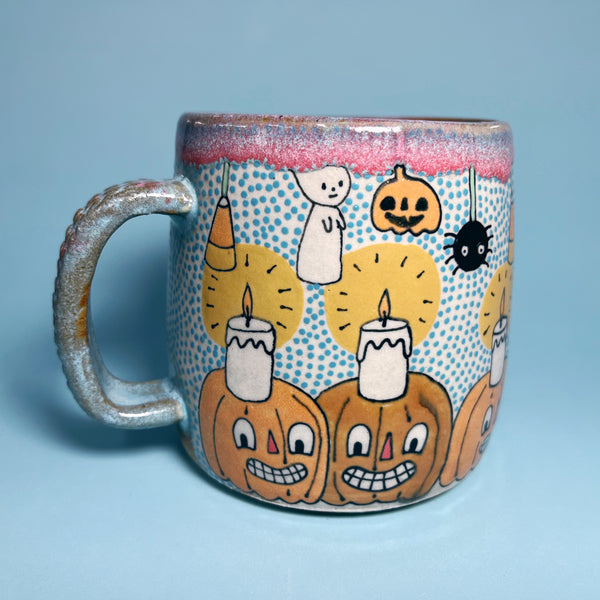 Ceramic Wheel Thrown Ouija Cats Mug 14oz