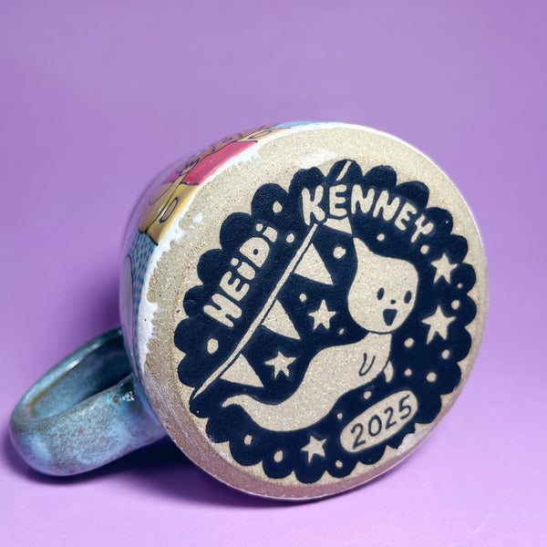 Ceramic Wheel Thrown Ouija Cats Mug 13oz
