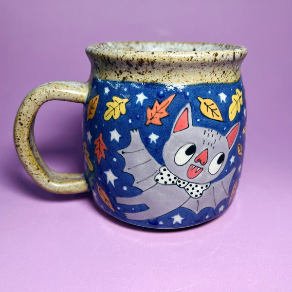 Ceramic Wheel Thrown Bat Mug 14.5oz