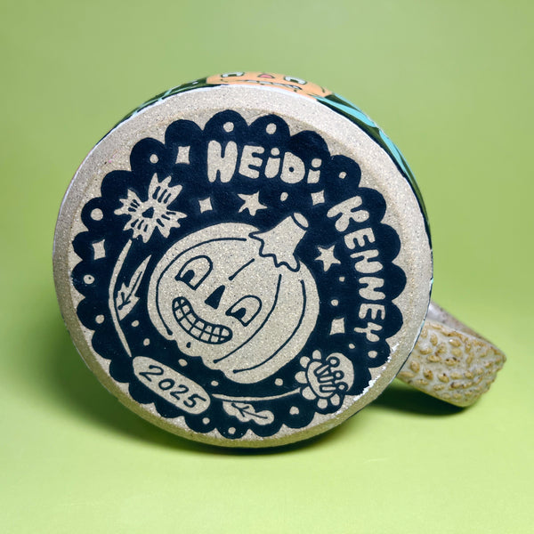 Ceramic Wheel Thrown Halloween Cat Owl Mug 15.5oz