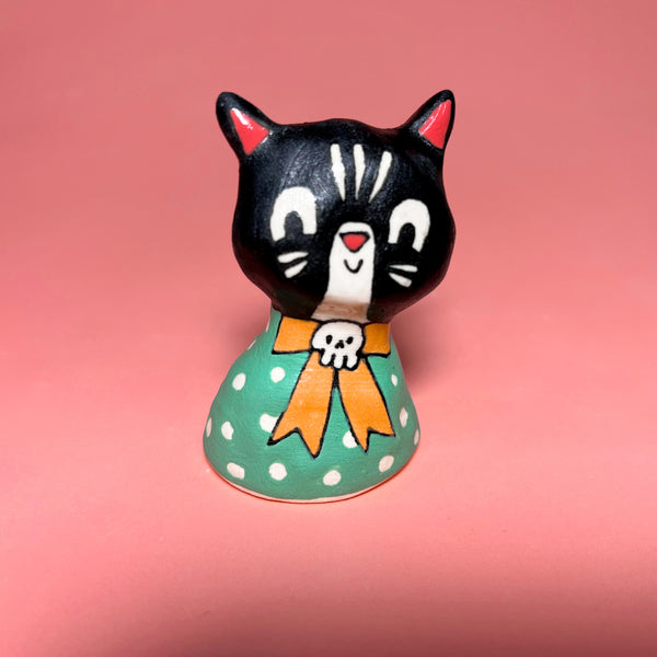 Ceramic Hand Built Bell Cats Dog