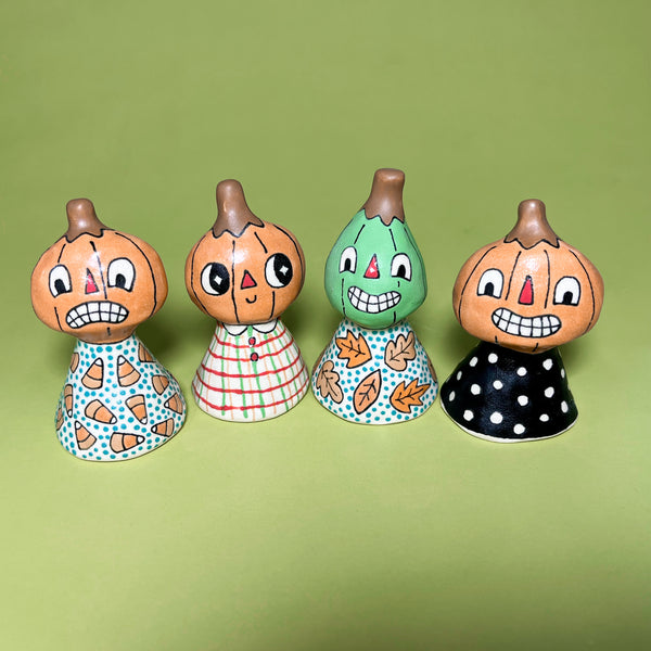 Ceramic Hand Built Bell Pumpkin Gourd