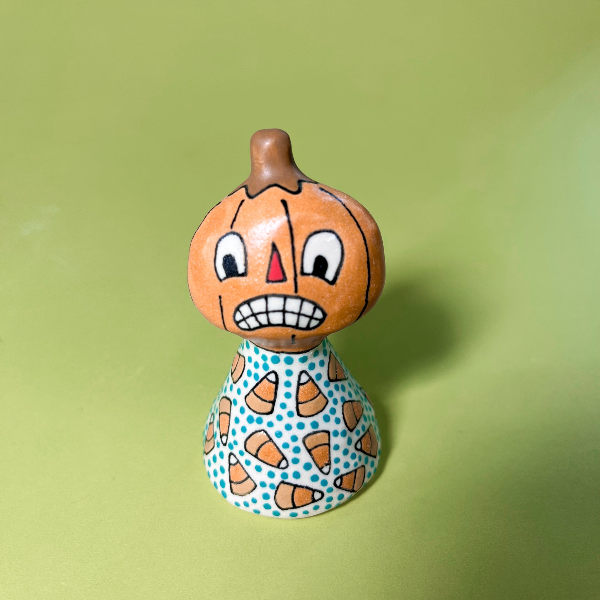 Ceramic Hand Built Bell Pumpkin Gourd