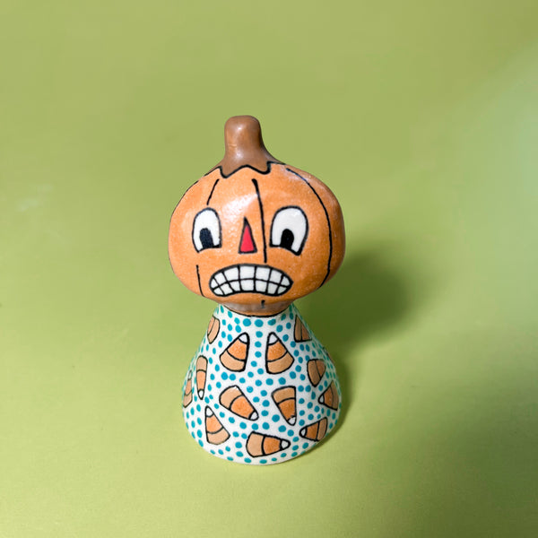 Ceramic Hand Built Bell Pumpkin Gourd