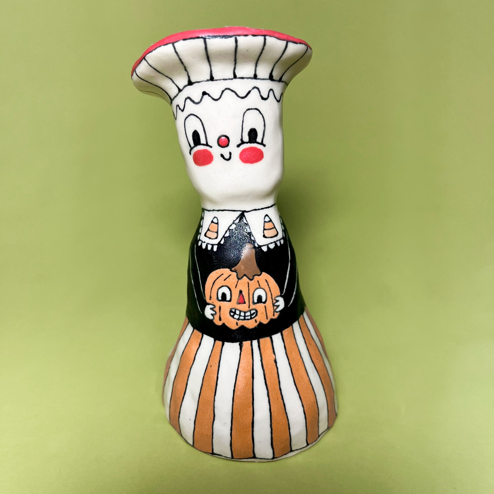 Ceramic Hand Built Large Mushroom Bell about 5"