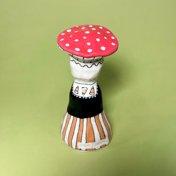Ceramic Hand Built Large Mushroom Bell about 5"