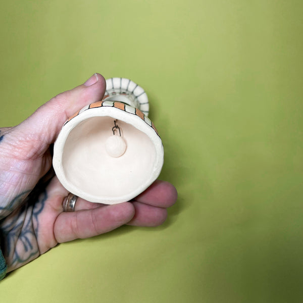 Ceramic Hand Built Large Mushroom Bell about 5"