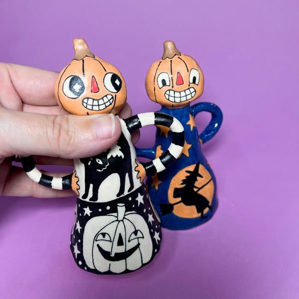 Ceramic Hand Built Large Pumpkin Bell About 5"