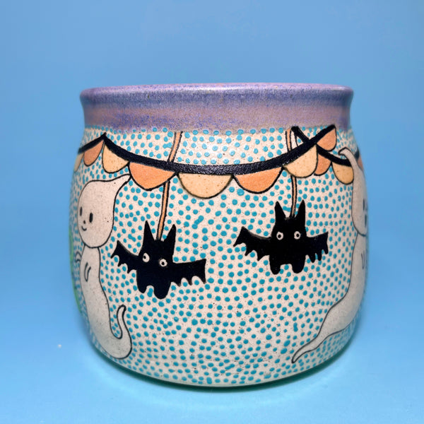 Ceramic Wheel Thrown Halloween Party Mug 16oz