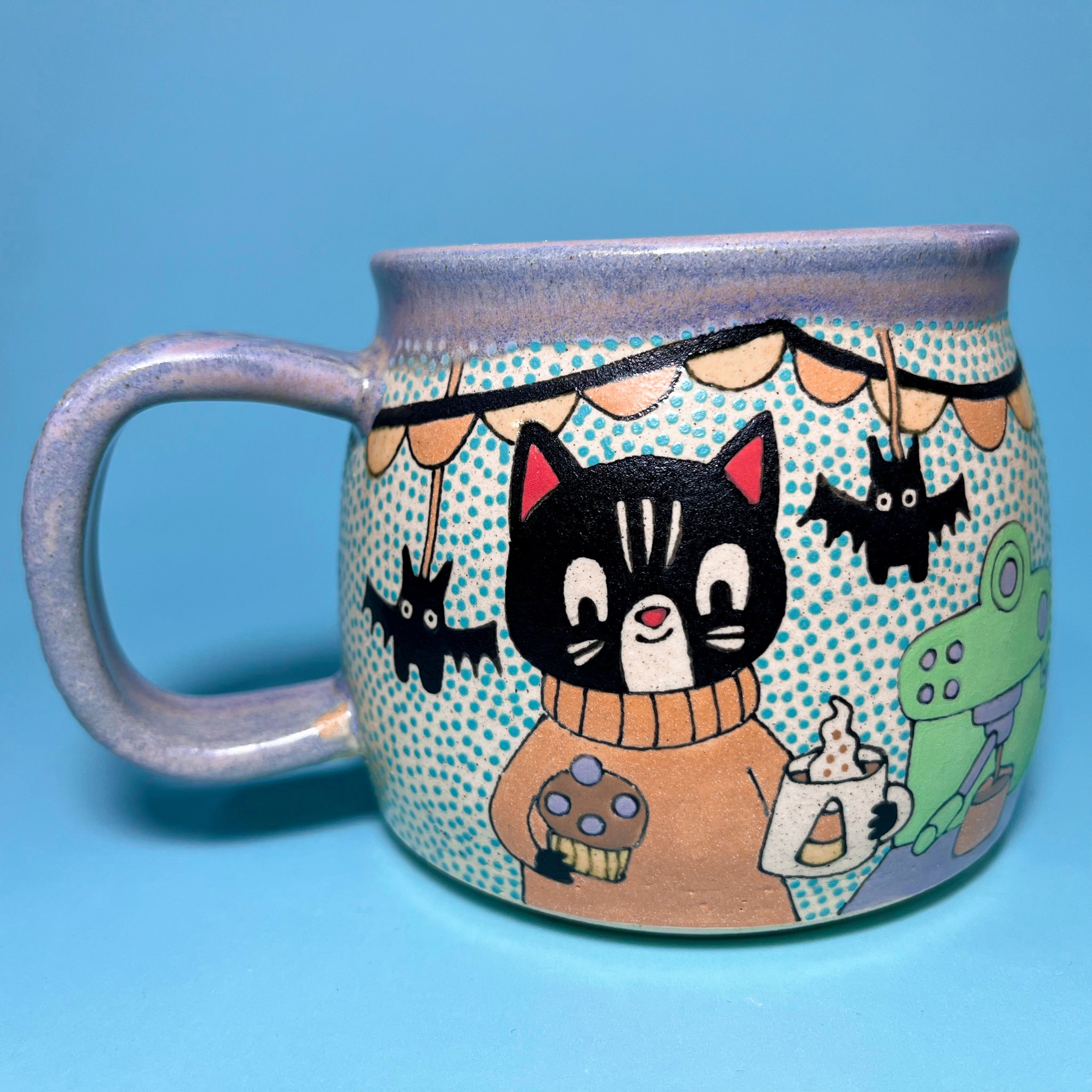 Ceramic Wheel Thrown Halloween Party Mug 16oz