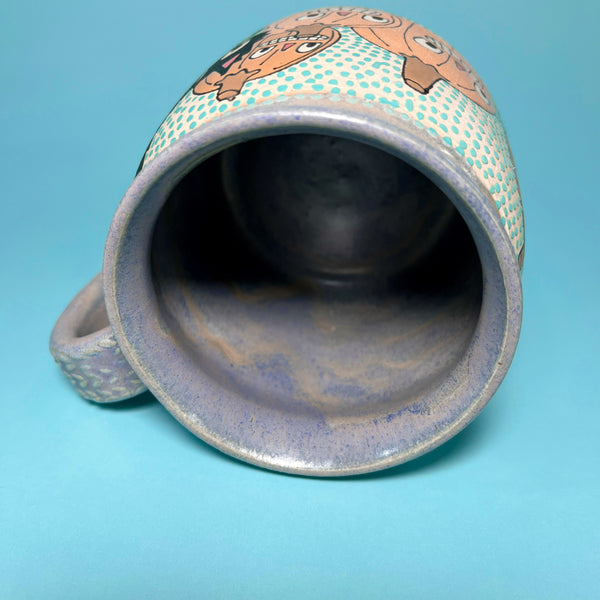 Ceramic Wheel Thrown Halloween Cat Mug 14oz