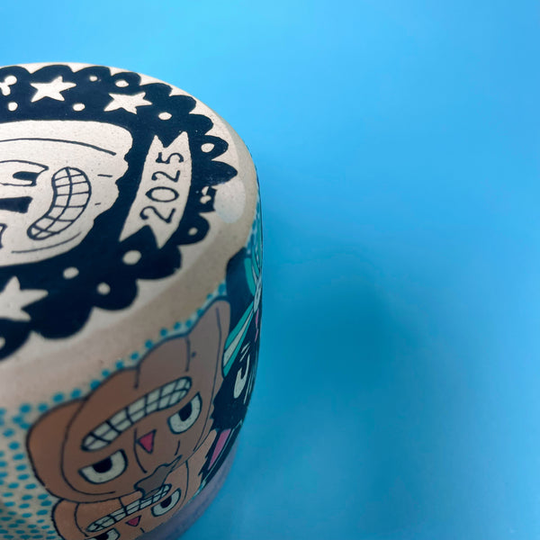 Ceramic Wheel Thrown Halloween Cat Mug 14oz