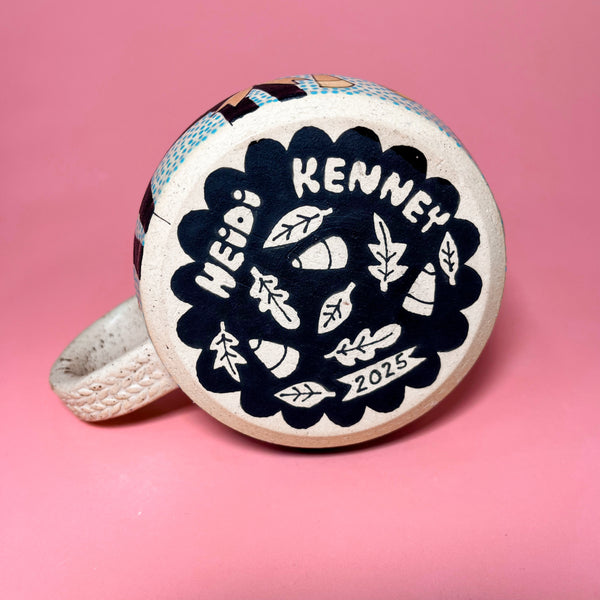 Ceramic Wheel Thrown Halloween Cat Mug 15oz