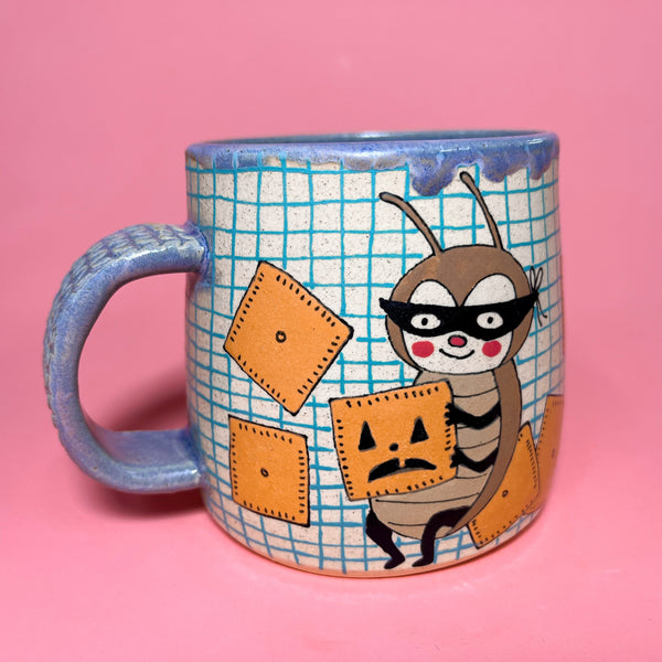 Ceramic Wheel Thrown Cheez-it Cockroach Mug 14oz