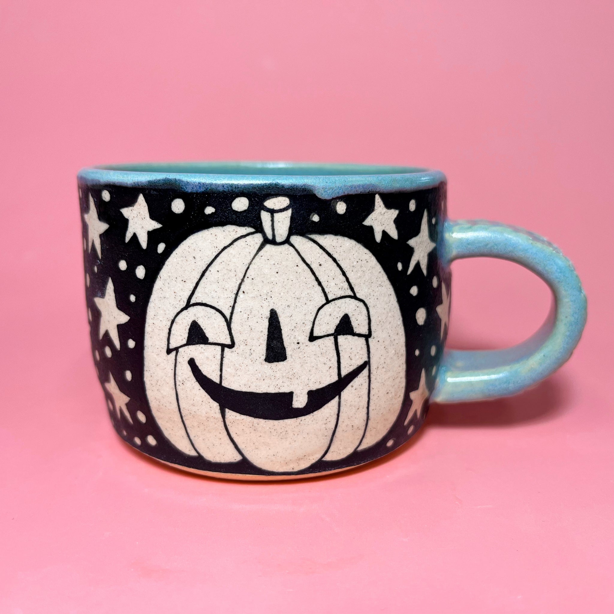 Ceramic Wheel Thrown Jack O' Lantern Mug 9oz
