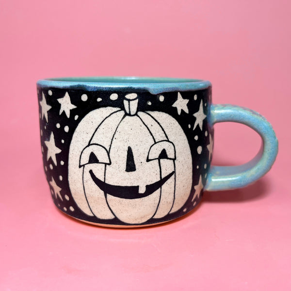 Ceramic Wheel Thrown Jack O' Lantern Mug 9oz