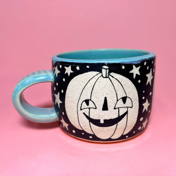 Ceramic Wheel Thrown Jack O' Lantern Mug 9oz