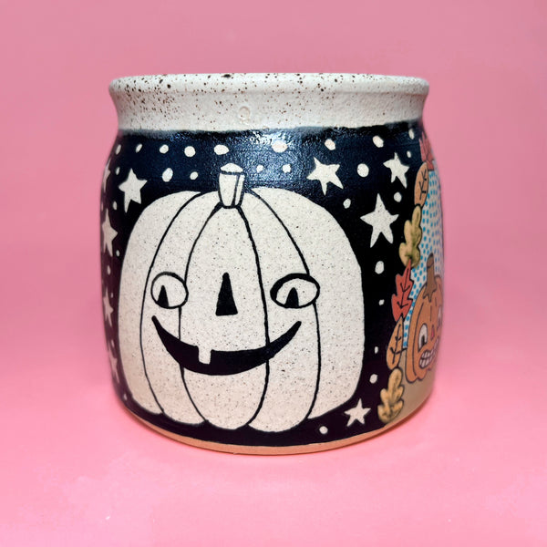 Ceramic Wheel Thrown Ouija Cats Mug 13oz