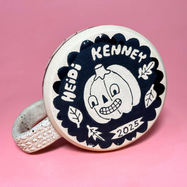 Ceramic Wheel Thrown Ouija Cats Mug 13oz