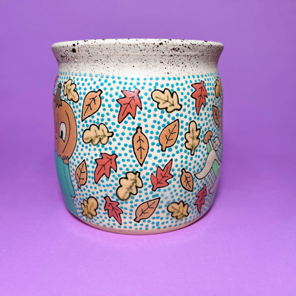 Ceramic Wheel Thrown Pumpkin Gourd Friends Mug 14.5oz