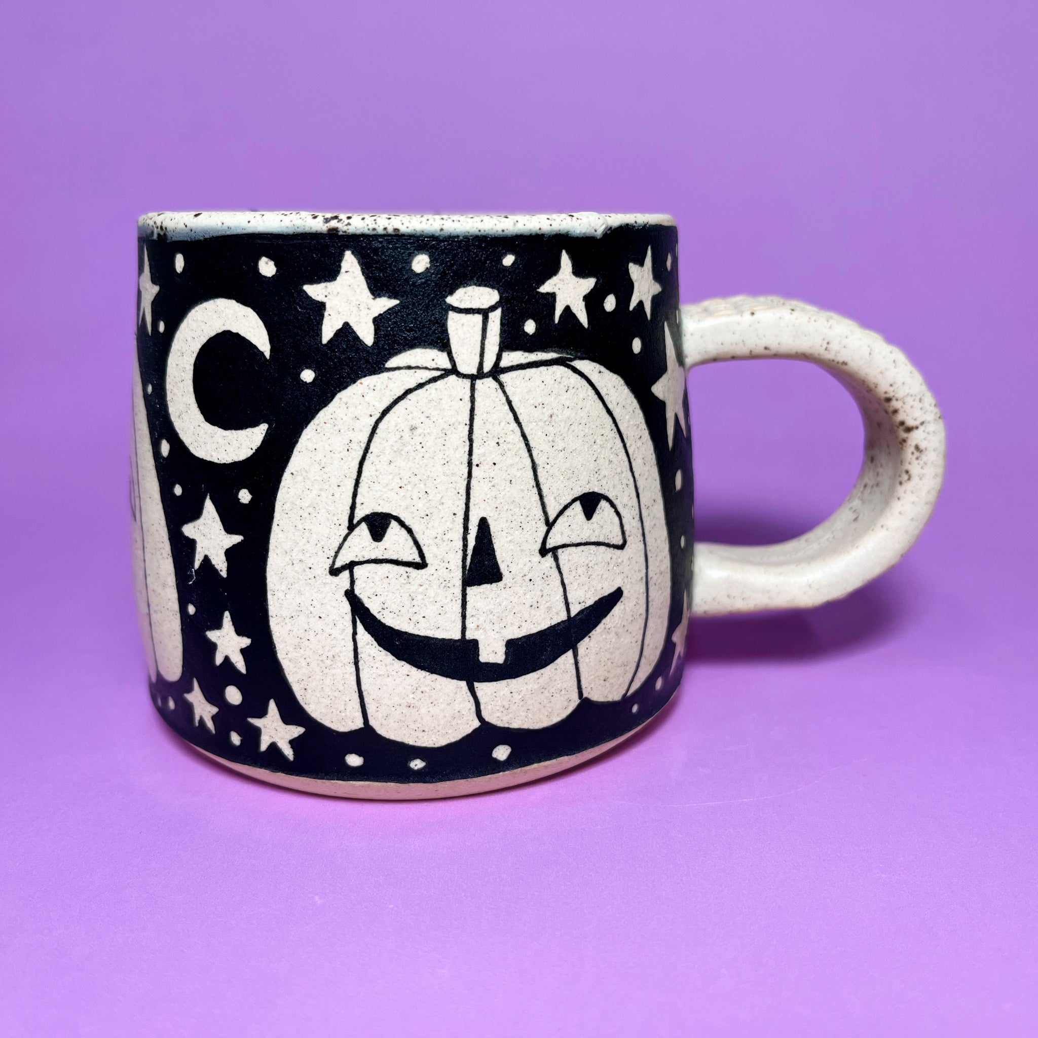 Ceramic Wheel Thrown Jack O' Lantern Mug 12oz