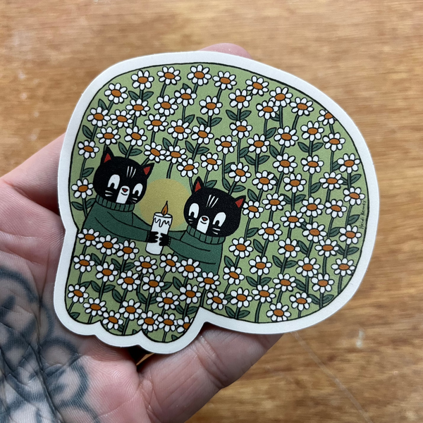 Skull Cats Sticker 3.25"